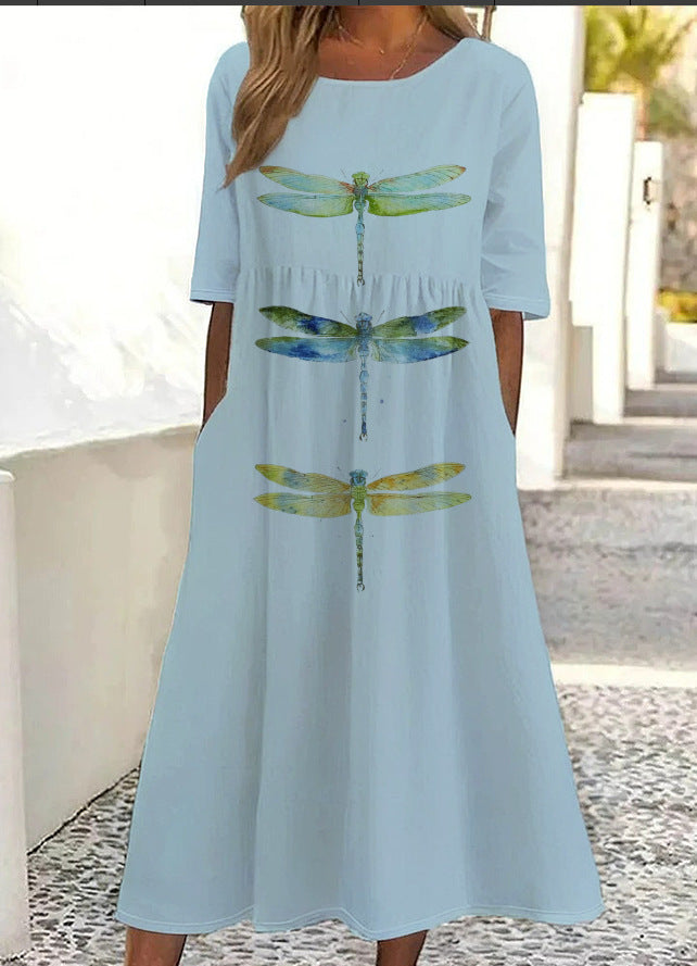 MAY | PRINTED MIDI DRESS WITH ELEGANT TUMMY COVERAGE