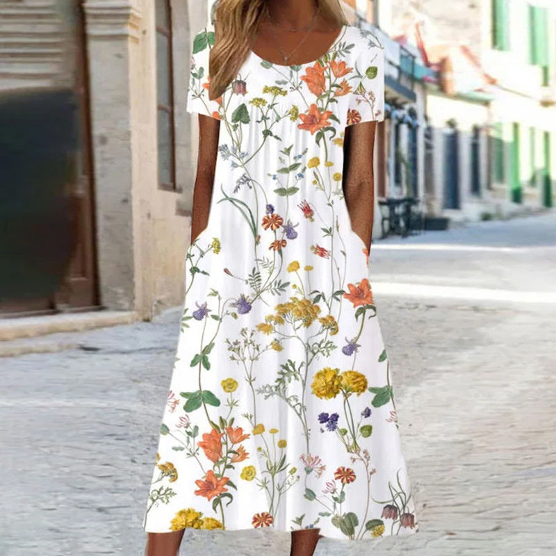 EDITH | FLORAL BOHO DRESS WITH FIGURE-HUGGING WAIST