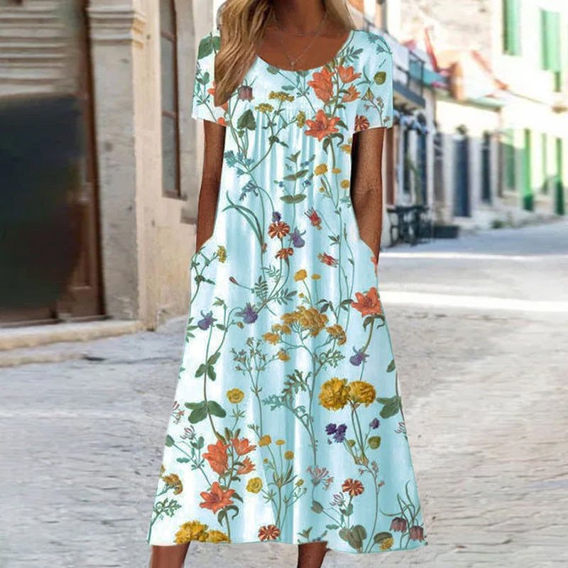 EDITH | FLORAL BOHO DRESS WITH FIGURE-HUGGING WAIST