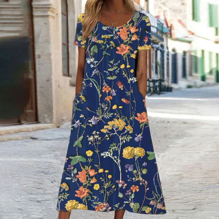 EDITH | FLORAL BOHO DRESS WITH FIGURE-HUGGING WAIST