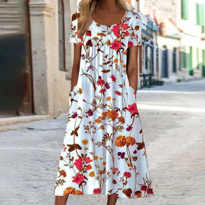 EDITH | FLORAL BOHO DRESS WITH FIGURE-HUGGING WAIST