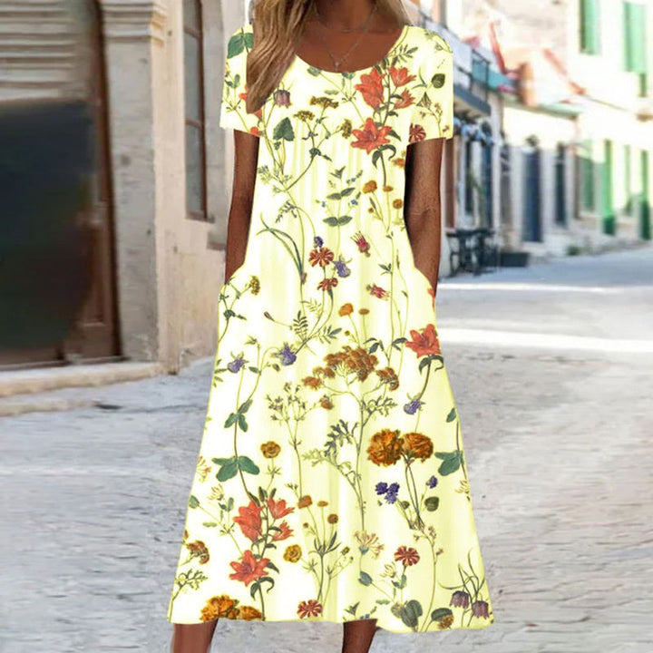EDITH | FLORAL BOHO DRESS WITH FIGURE-HUGGING WAIST