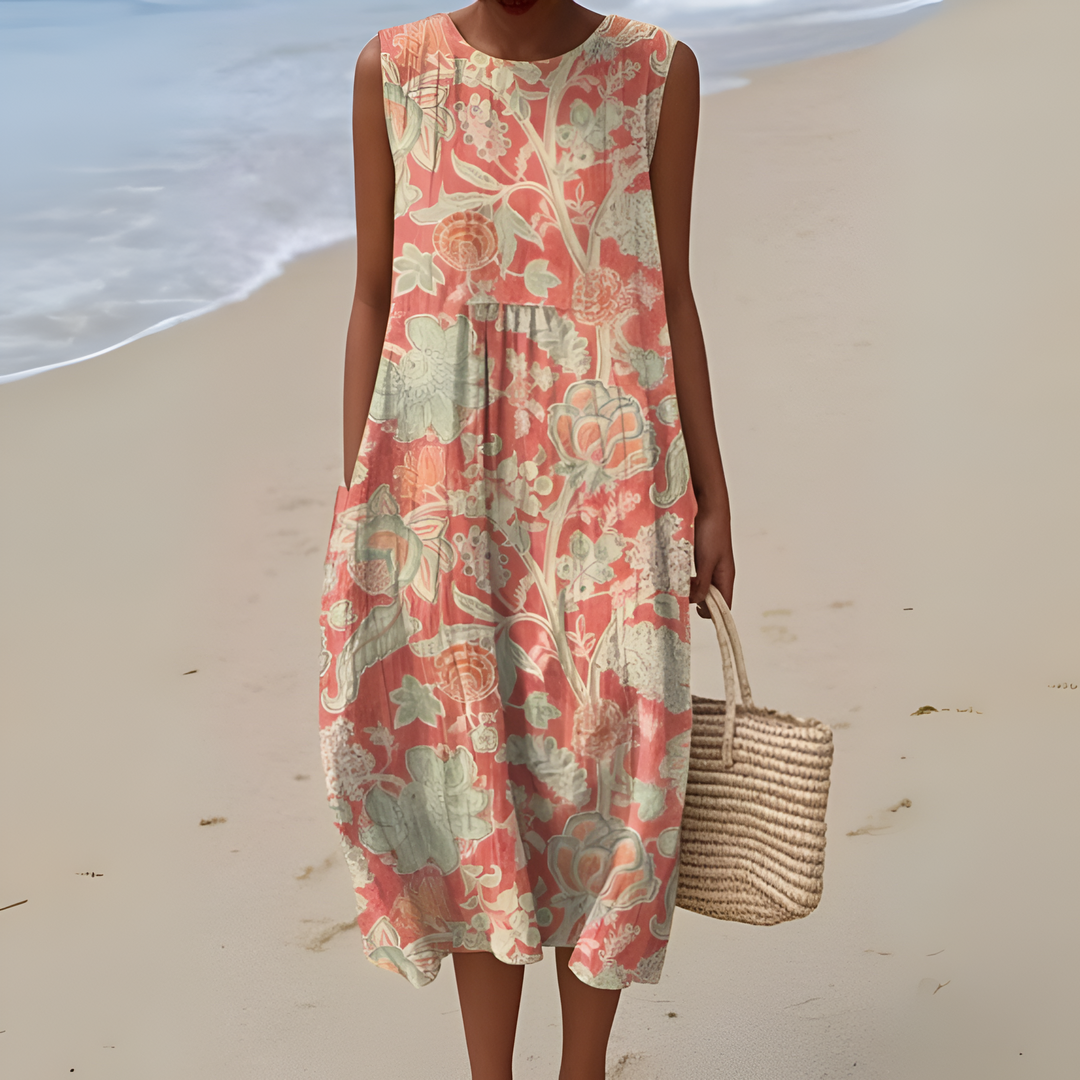 TALIA | VINTAGE FLORAL WRAP DRESS WITH FLATTERING TUMMY COVERAGE